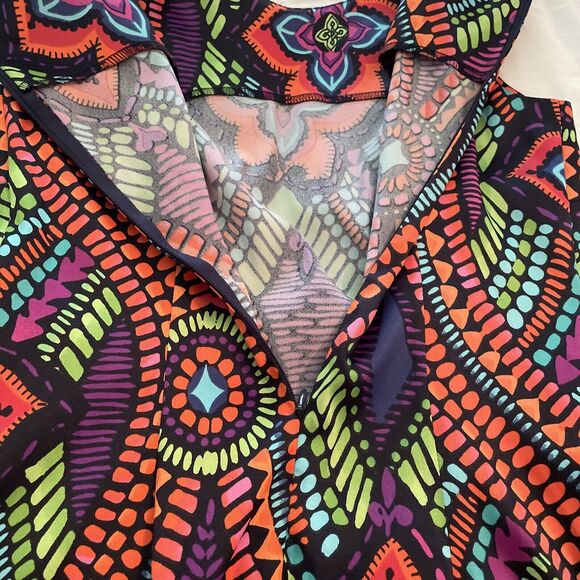 AGB Colorful Floral Geometric Shift Dress Womens Size 4P Groovy - Picture 7 of 12